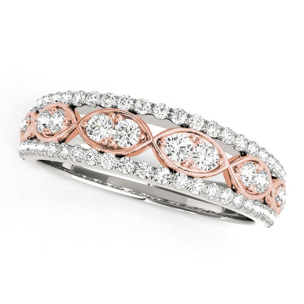 14k White And Rose Gold Doulbe Diamond Infinity Design Band (3/8 cttw) - Premium Rings - Just $2044.99! Shop now at Pulse Designer Fashion