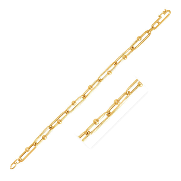 14k Yellow Gold 7 3/4 inch Beaded Oval Chain Bracelet - Premium Bracelets - Just $1201.99! Shop now at Pulse Designer Fashion