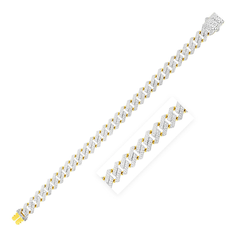 14k Two Tone Gold Polished Modern Lite Edge Chain with Pave Bracelet - Premium Bracelets - Just $1946.99! Shop now at Pulse Designer Fashion