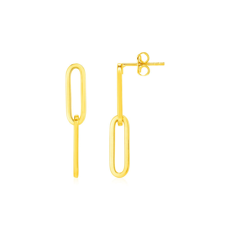 14K Yellow Gold Two Link Paperclip Chain Earrings - Premium Earrings - Just $400.99! Shop now at Pulse Designer Fashion