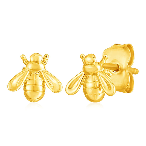 14k Yellow Gold Bee Stud Earrings - Premium Earrings - Just $211.99! Shop now at Pulse Designer Fashion