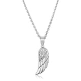 Sterling Silver with Textured Angel Wing Pendant - Premium Pendants - Just $52.99! Shop now at Pulse Designer Fashion