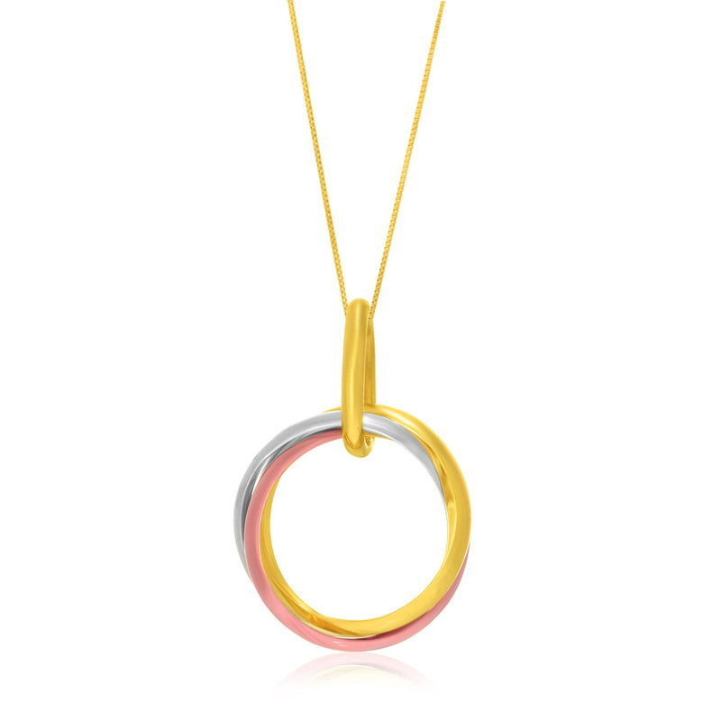 14k Tri-Color Gold Open Interlaced Ring Pendant - Premium Pendants - Just $449.99! Shop now at Pulse Designer Fashion