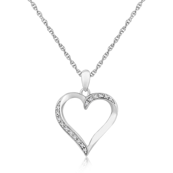 Sterling Silver Twisted Open Heart Diamond Accented Pendant (.04 cttw) - Premium Pendants - Just $177.99! Shop now at Pulse Designer Fashion