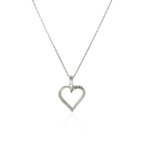 Sterling Silver Twisted Open Heart Diamond Accented Pendant (.04 cttw) - Premium Pendants - Just $177.99! Shop now at Pulse Designer Fashion