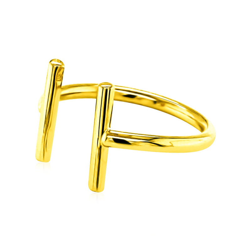 14k Yellow Gold Open Ring with Bars - Premium Rings - Just $283.99! Shop now at Pulse Designer Fashion