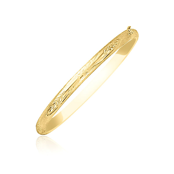 10k Yellow Gold Botanical Pattern Florentine Bangle - Premium Bangles - Just $554.99! Shop now at Pulse Designer Fashion