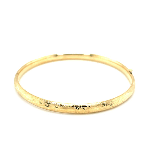 10k Yellow Gold Botanical Pattern Florentine Bangle - Premium Bangles - Just $554.99! Shop now at Pulse Designer Fashion