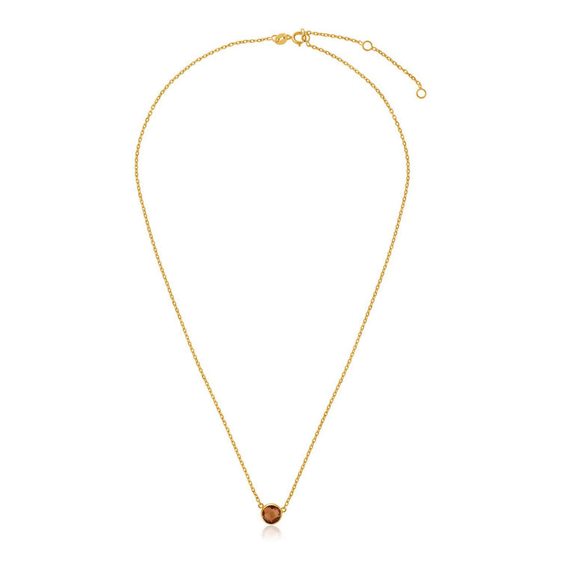 14k Yellow Gold 17 inch Necklace with Round Citrine - Premium Necklaces - Just $420.99! Shop now at Pulse Designer Fashion