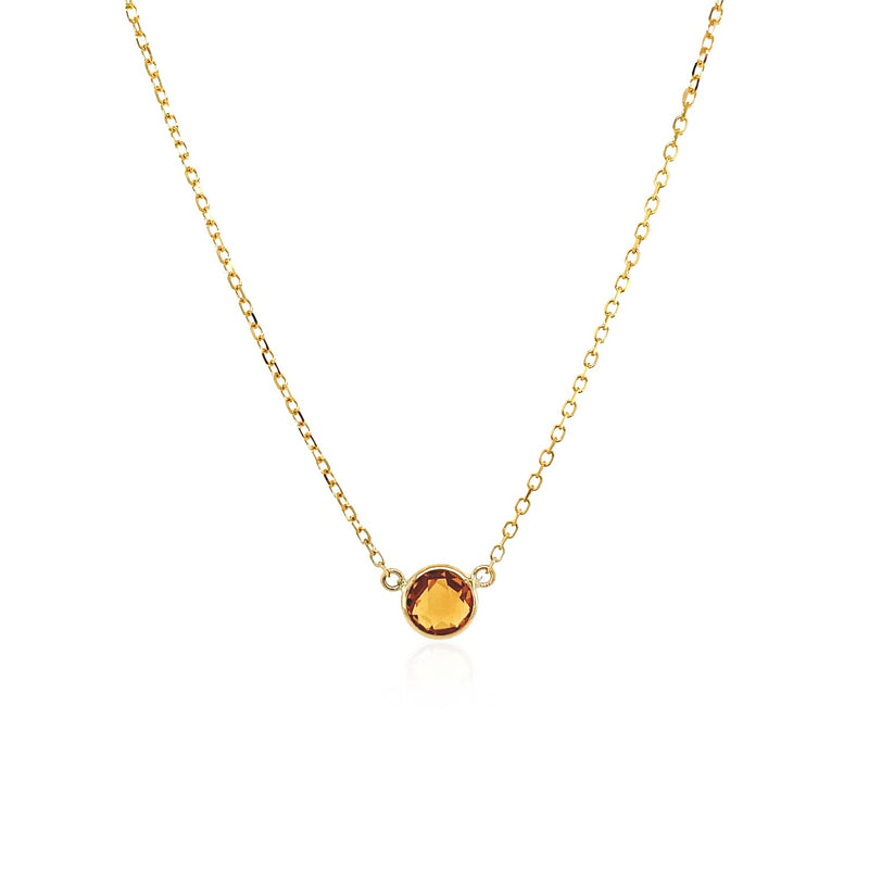 14k Yellow Gold 17 inch Necklace with Round Citrine - Premium Necklaces - Just $420.99! Shop now at Pulse Designer Fashion