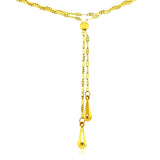 14k Yellow Gold Double Strand Chain with Puffed Heart Lariat Necklace - Premium Necklaces - Just $460.99! Shop now at Pulse Designer Fashion