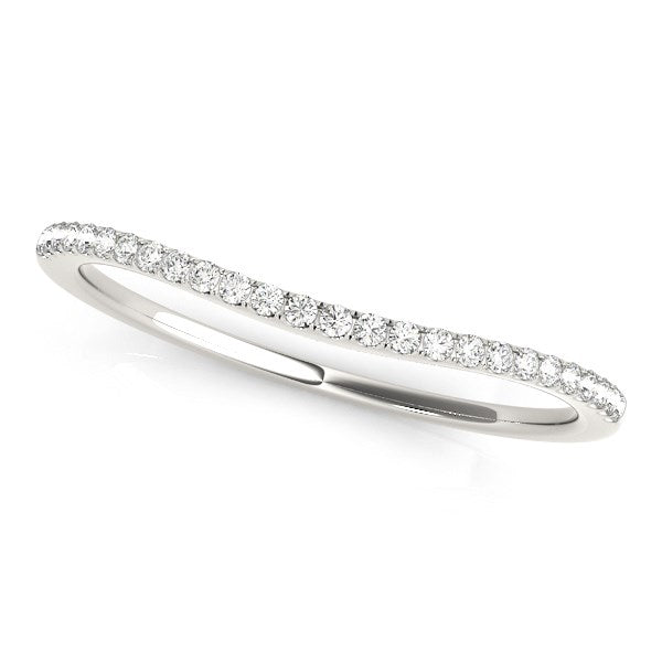 14k White Gold Pave Style Setting Curved Diamond Wedding Band (1/10 cttw) - Premium Rings - Just $970.99! Shop now at Pulse Designer Fashion