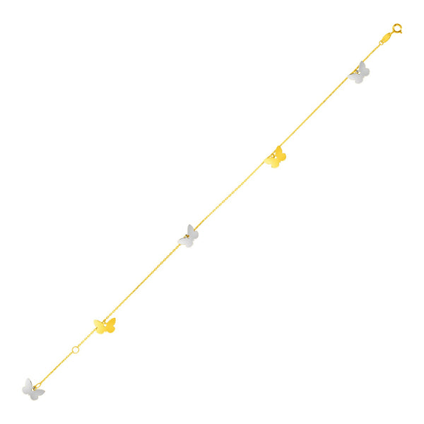 14k Two Tone Gold Anklet with Butterflies - Premium Anklets - Just $412.99! Shop now at Pulse Designer Fashion