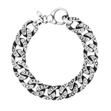 Sterling Silver Gunmetal Finish Cuban Link Bracelet with Dots - Premium Bracelets - Just $683.99! Shop now at Pulse Designer Fashion