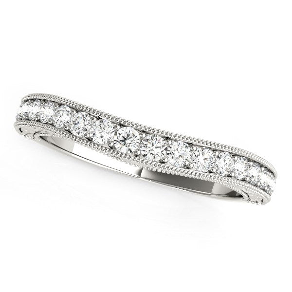 14k White Gold Bead Border Curved Diamond Wedding Ring (1/4 cttw) - Premium Rings - Just $1427.99! Shop now at Pulse Designer Fashion