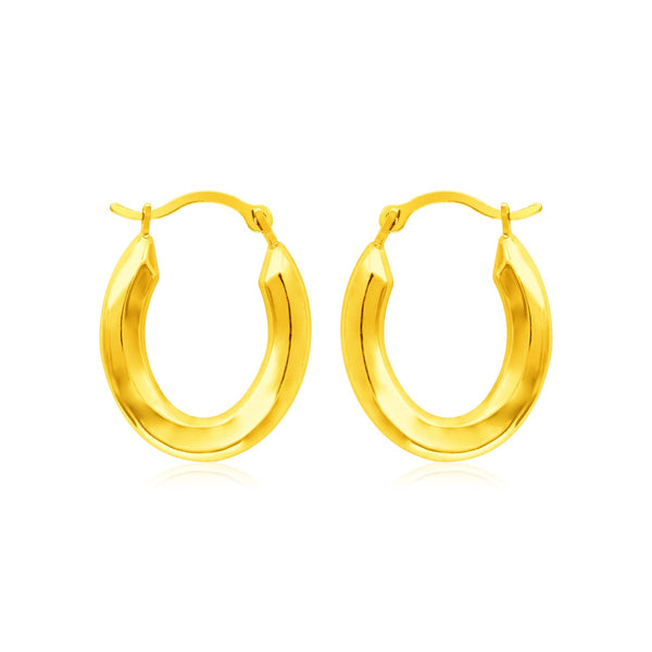 14k Yellow Gold Polished Oval Hoop Earrings - Premium Earrings - Just $118.99! Shop now at Pulse Designer Fashion