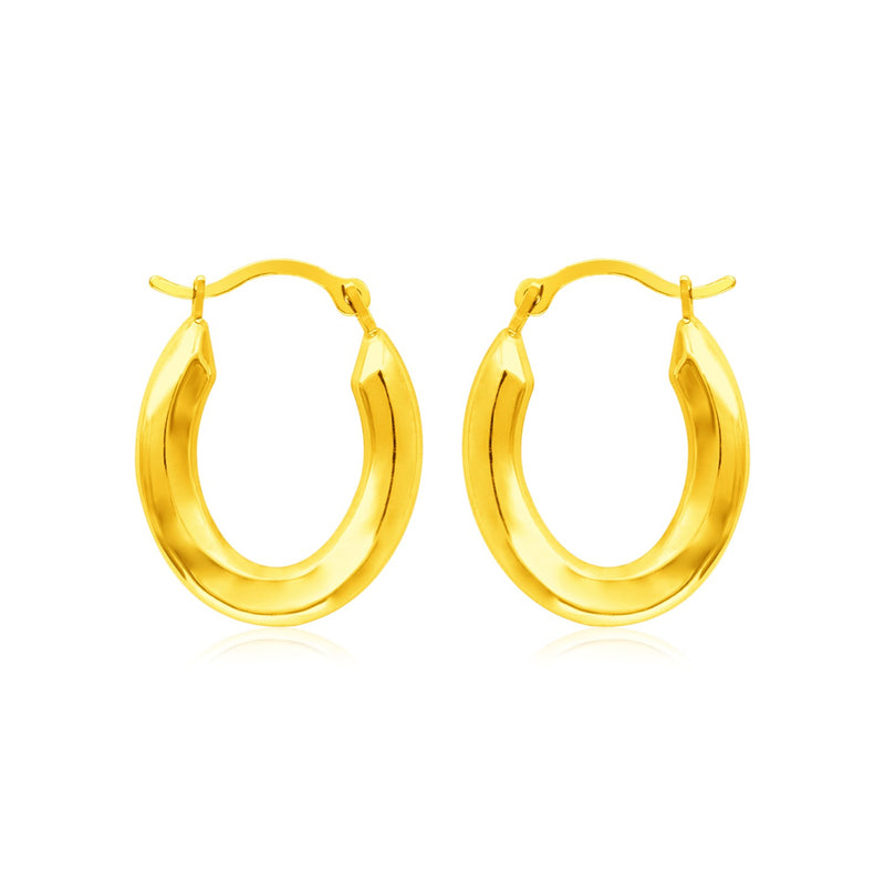 14k Yellow Gold Polished Oval Hoop Earrings - Premium Earrings - Just $118.99! Shop now at Pulse Designer Fashion