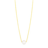 14k Yellow Gold Pearl Solitaire Necklace - Premium Necklaces - Just $362.99! Shop now at Pulse Designer Fashion