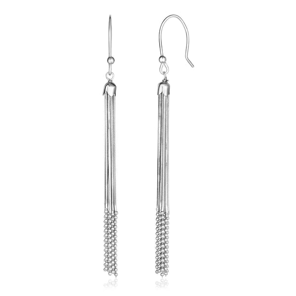 Sterling Silver Snake and Bead Chain Tassel Earrings - Premium Earrings - Just $137.99! Shop now at Pulse Designer Fashion