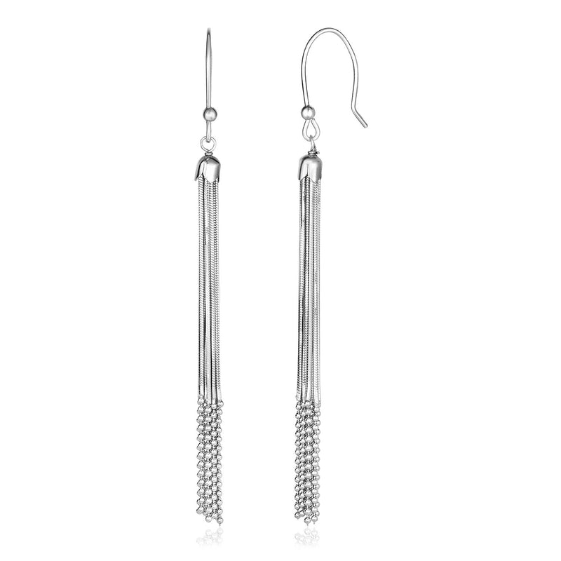 Sterling Silver Snake and Bead Chain Tassel Earrings - Premium Earrings - Just $137.99! Shop now at Pulse Designer Fashion