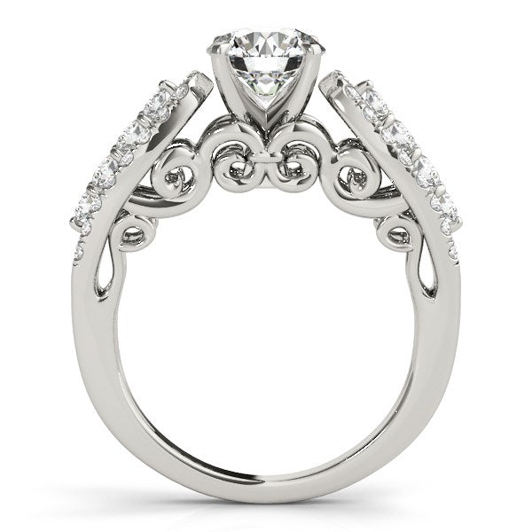 14k White Gold Multirow Shank Round Diamond Engagement Ring (1 1/2 cttw) - Premium Rings - Just $7763.99! Shop now at Pulse Designer Fashion