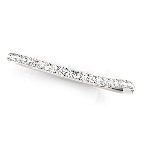 14k White Gold Slim Curved Diamond Wedding Ring (1/10 cttw) - Premium Rings - Just $970.99! Shop now at Pulse Designer Fashion