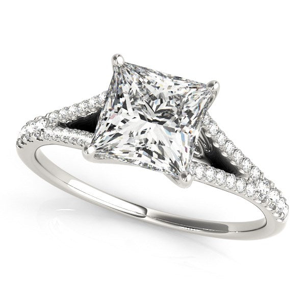 14k White Gold Princess Cut Split Shank Diamond Engagement Ring (1 1/8 cttw) - Premium Rings - Just $7202.99! Shop now at Pulse Designer Fashion