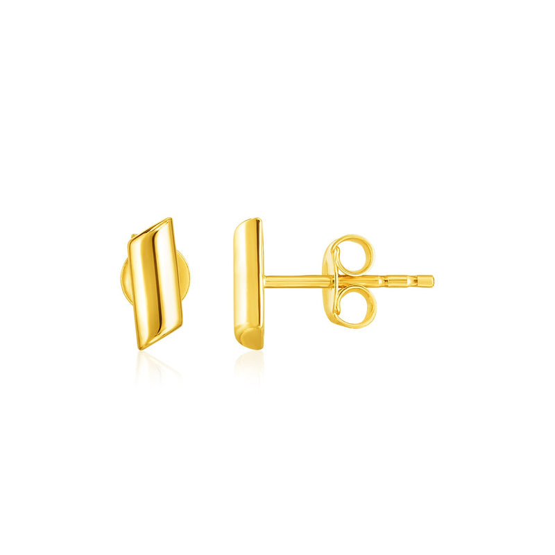 14k Yellow Gold Polished Rectangular Post Earrings - Premium Earrings - Just $200.99! Shop now at Pulse Designer Fashion