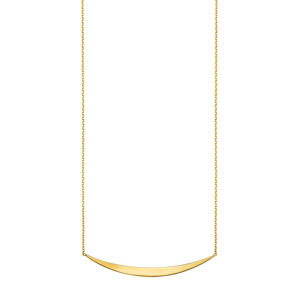 14k Yellow Gold Necklace with Polished Curved Bar Pendant - Premium Necklaces - Just $380.99! Shop now at Pulse Designer Fashion