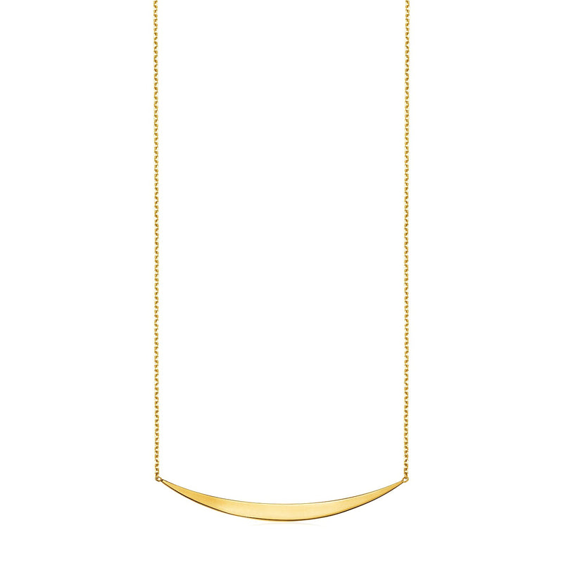 14k Yellow Gold Necklace with Polished Curved Bar Pendant - Premium Necklaces - Just $380.99! Shop now at Pulse Designer Fashion