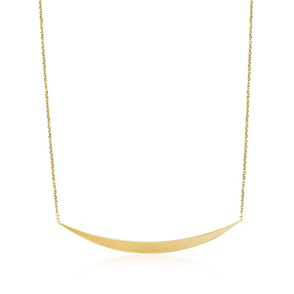 14k Yellow Gold Necklace with Polished Curved Bar Pendant - Premium Necklaces - Just $380.99! Shop now at Pulse Designer Fashion