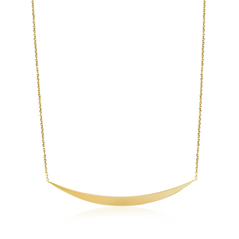 14k Yellow Gold Necklace with Polished Curved Bar Pendant - Premium Necklaces - Just $380.99! Shop now at Pulse Designer Fashion