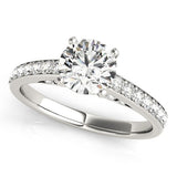 14k White Gold Single Row Prong Set Diamond Engagement Ring (1 3/8 cttw) - Premium Rings - Just $7315.99! Shop now at Pulse Designer Fashion