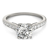 14k White Gold Diamond Engagement Ring With Single Row Band (1 3/4 cttw) - Premium Rings - Just $12150.99! Shop now at Pulse Designer Fashion