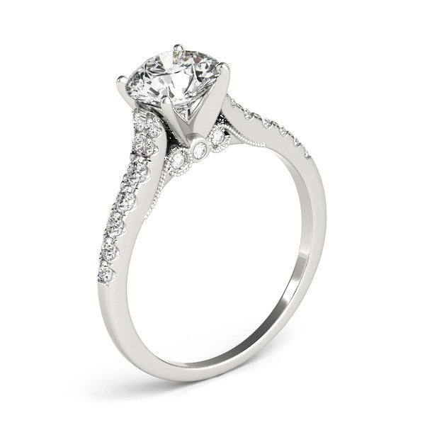 14k White Gold Diamond Engagement Ring With Single Row Band (1 3/4 cttw) - Premium Rings - Just $12150.99! Shop now at Pulse Designer Fashion