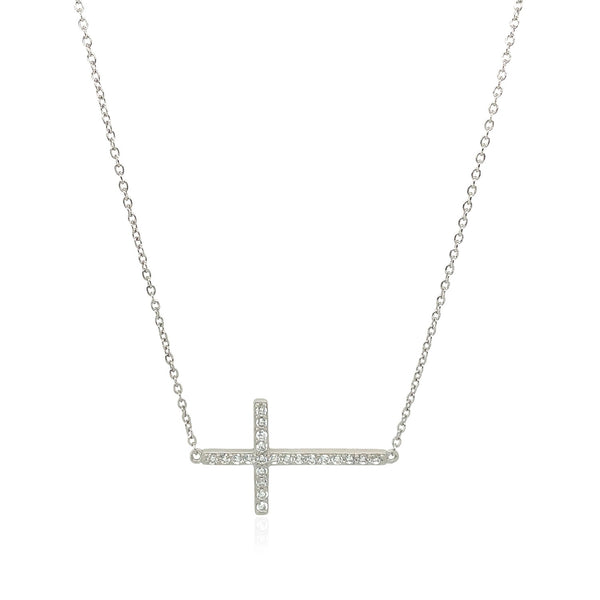 Sterling Silver Cross Bracelet with Cubic Zirconias - Premium Bracelets - Just $37.99! Shop now at Pulse Designer Fashion