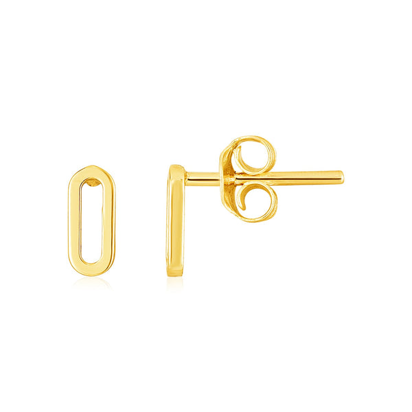 14k Yellow Gold Paperclip Link Stud Earrings - Premium Earrings - Just $186.99! Shop now at Pulse Designer Fashion