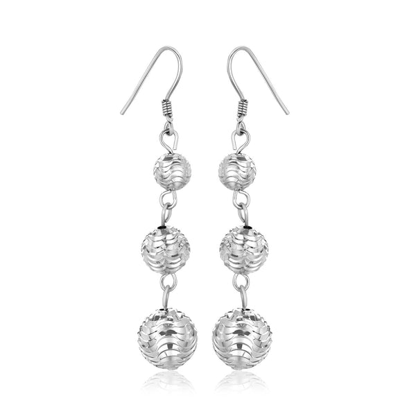 Sterling Silver Layered Textured Ball Dangling Earrings - Premium Earrings - Just $70.99! Shop now at Pulse Designer Fashion