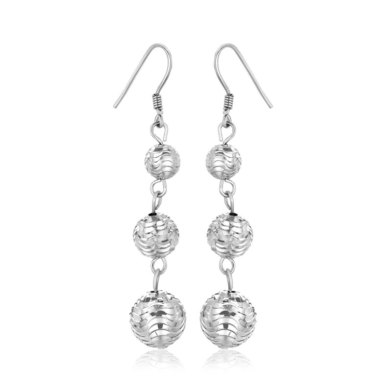 Sterling Silver Layered Textured Ball Dangling Earrings - Premium Earrings - Just $70.99! Shop now at Pulse Designer Fashion