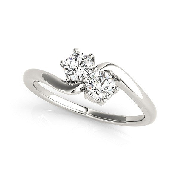 Solitaire Two Stone Diamond Ring in 14k White Gold (1/2 cttw) - Premium Rings - Just $3489.99! Shop now at Pulse Designer Fashion