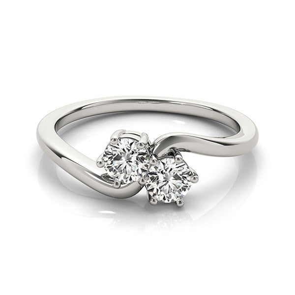 Solitaire Two Stone Diamond Ring in 14k White Gold (1/2 cttw) - Premium Rings - Just $3489.99! Shop now at Pulse Designer Fashion