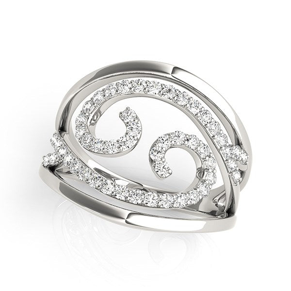 Swirl Design Diamond Ring in 14k White Gold (1/2 cttw) - Premium Rings - Just $2273.99! Shop now at Pulse Designer Fashion