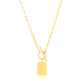 14k Yellow Gold Paperclip Chain Necklace with Rounded Rectangle Pendant - Premium Necklaces - Just $690.99! Shop now at Pulse Designer Fashion