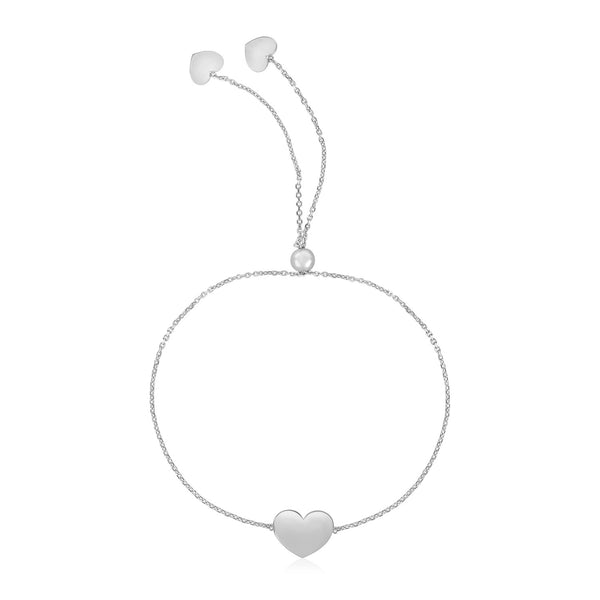 14k White Gold Adjustable Heart Bracelet - Premium Bracelets - Just $260.99! Shop now at Pulse Designer Fashion