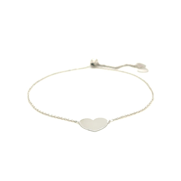 14k White Gold Adjustable Heart Bracelet - Premium Bracelets - Just $260.99! Shop now at Pulse Designer Fashion