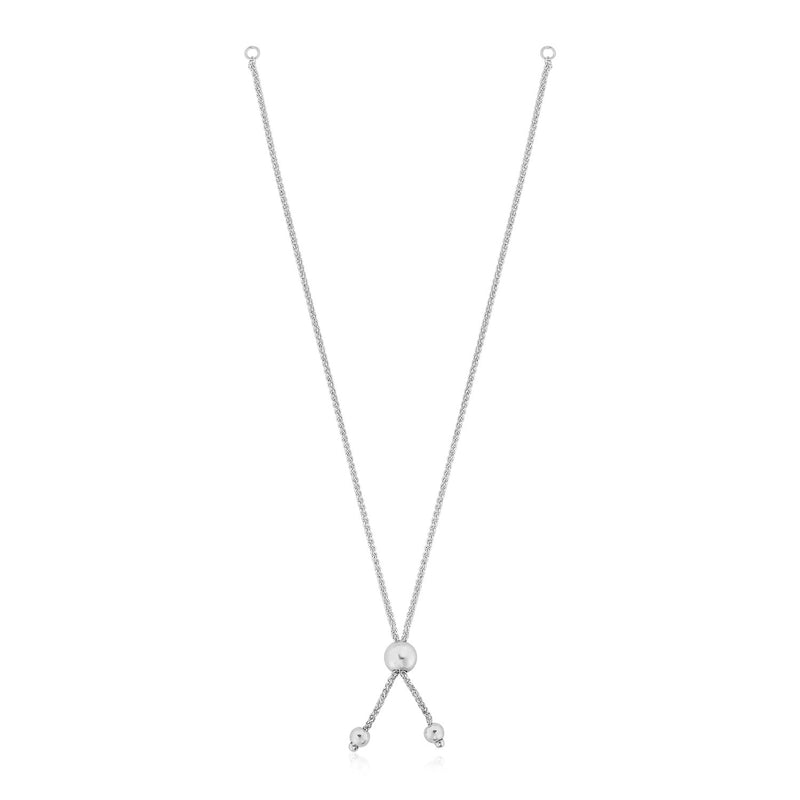 14k White Gold 8 inch Adjustable Friendship Bracelet Chain with Ball Slide - Premium Bracelets - Just $252.99! Shop now at Pulse Designer Fashion