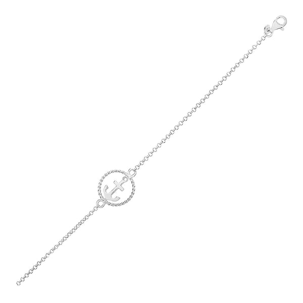 Sterling Silver Bracelet with Anchor - Premium Bracelets - Just $47.99! Shop now at Pulse Designer Fashion