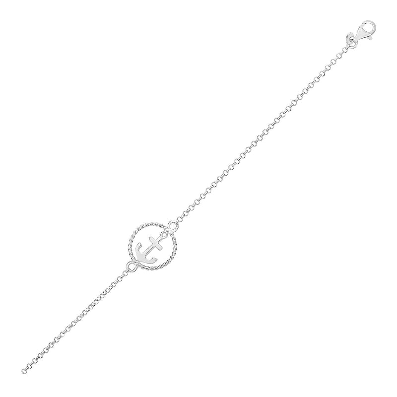 Sterling Silver Bracelet with Anchor - Premium Bracelets - Just $47.99! Shop now at Pulse Designer Fashion