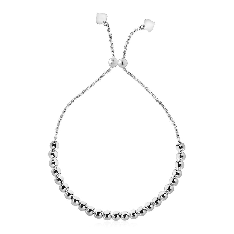 Adjustable Shiny Beaded Bracelet in Sterling Silver - Premium Bracelets - Just $75.99! Shop now at Pulse Designer Fashion