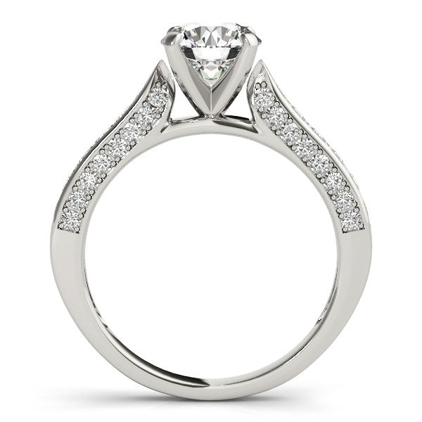 14k White Gold Round Cathedral Diamond Engagement Ring (1 1/2 cttw) - Premium Rings - Just $7989.99! Shop now at Pulse Designer Fashion